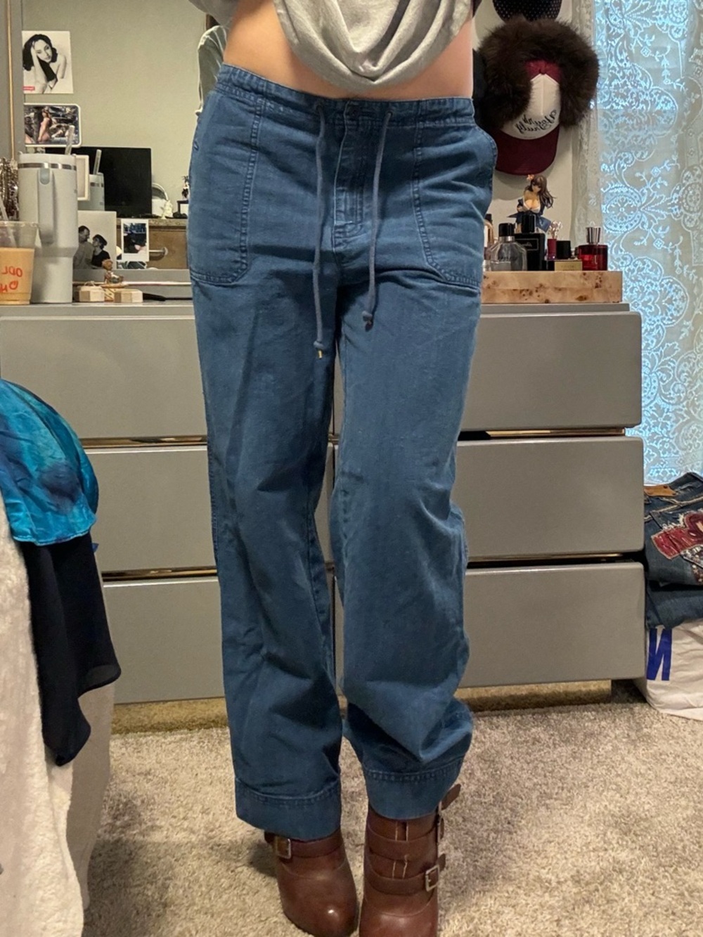 Vintage Lauren Ralph Lauren Blue Denim Shirt with Red Trim